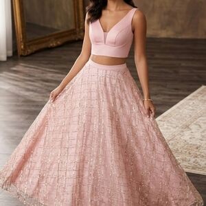 Madison James Blush Satin Gown